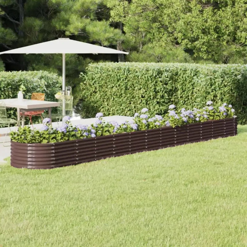 Verhoogde plantenbak van gepoedercoat staal voor tuin en terras - Bruin / 512 x 80 x 36 cm / 1 - Bloempotten &