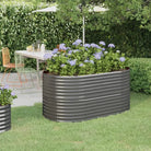 Verhoogde plantenbak van gepoedercoat staal voor tuin en terras - Grijs / 152 x 80 x 68 cm / 1 - Bloempotten &