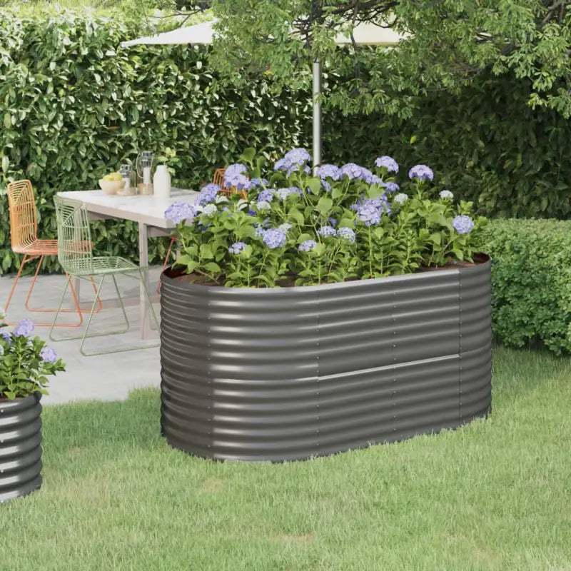 Verhoogde plantenbak van gepoedercoat staal voor tuin en terras - Grijs / 152 x 80 x 68 cm / 1 - Bloempotten &