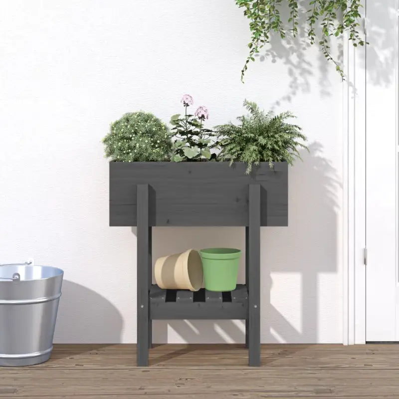 Verhoogde plantenbak van massief douglashout voor tuin en balkon - Grijs grenenhout / 62 x 30 x 69 cm / 1 - Bloempotten