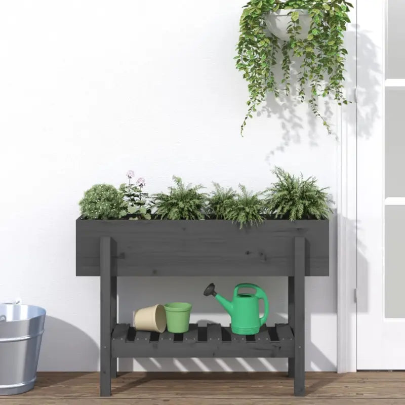 Verhoogde plantenbak van massief douglashout voor tuin en balkon - Grijs grenenhout / 101 x 30 x 69 cm / 1