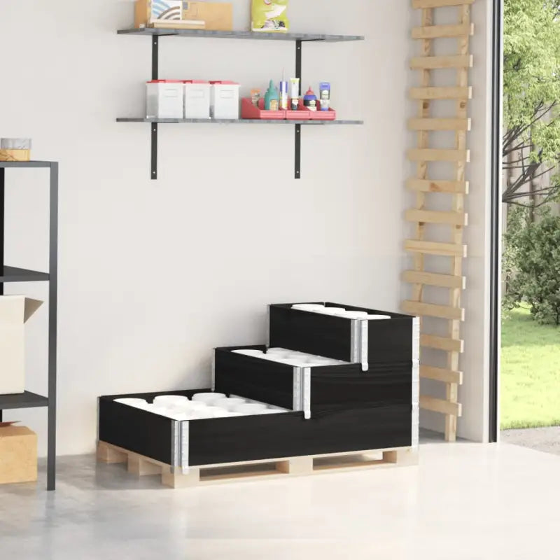 Verhoogde plantenbak van massief grenenhout met open bodem - Zwart / 120 x 80 cm (80 x 30 cm) / 1 - Bloempotten &