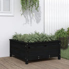 Verhoogde plantenbak van massief grenenhout voor tuin en balkon - Zwart grenenhout / 82.5 x 82.5 x 39 cm / 1