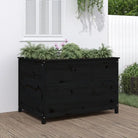 Verhoogde plantenbak van massief grenenhout voor tuin en balkon - Zwart grenenhout / 119.5 x 82.5 x 78 cm / 1