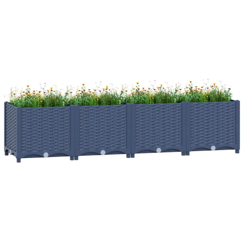 Verhoogde tuinbak voor bloemen en planten - Blauwgrijs / 160 x 40 x 38 cm / 1 - Bloempotten & plantenbakken