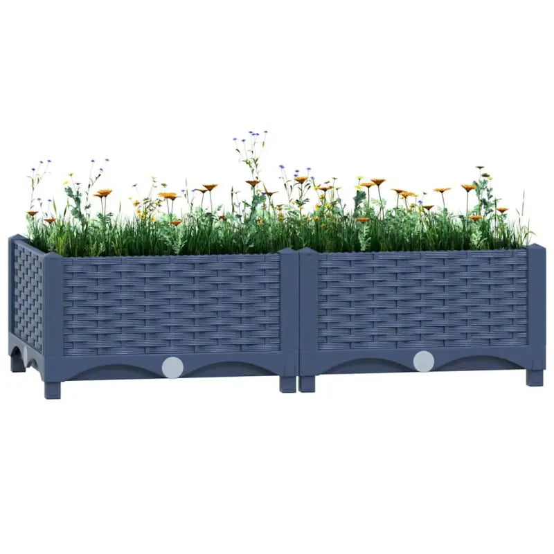 Verhoogde tuinbak voor bloemen en planten - Blauwgrijs / 80 x 40 x 23 cm / 1 - Bloempotten & plantenbakken