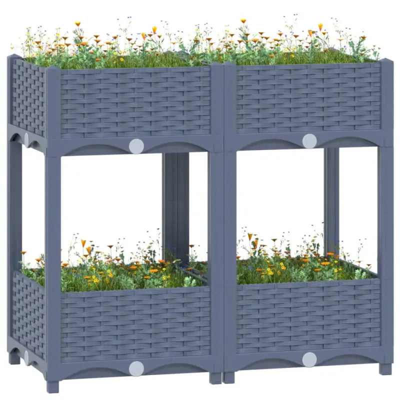 Verhoogde tuinbak voor bloemen en planten - Blauwgrijs / 80 x 40 x 71 cm / 1 - Bloempotten & plantenbakken