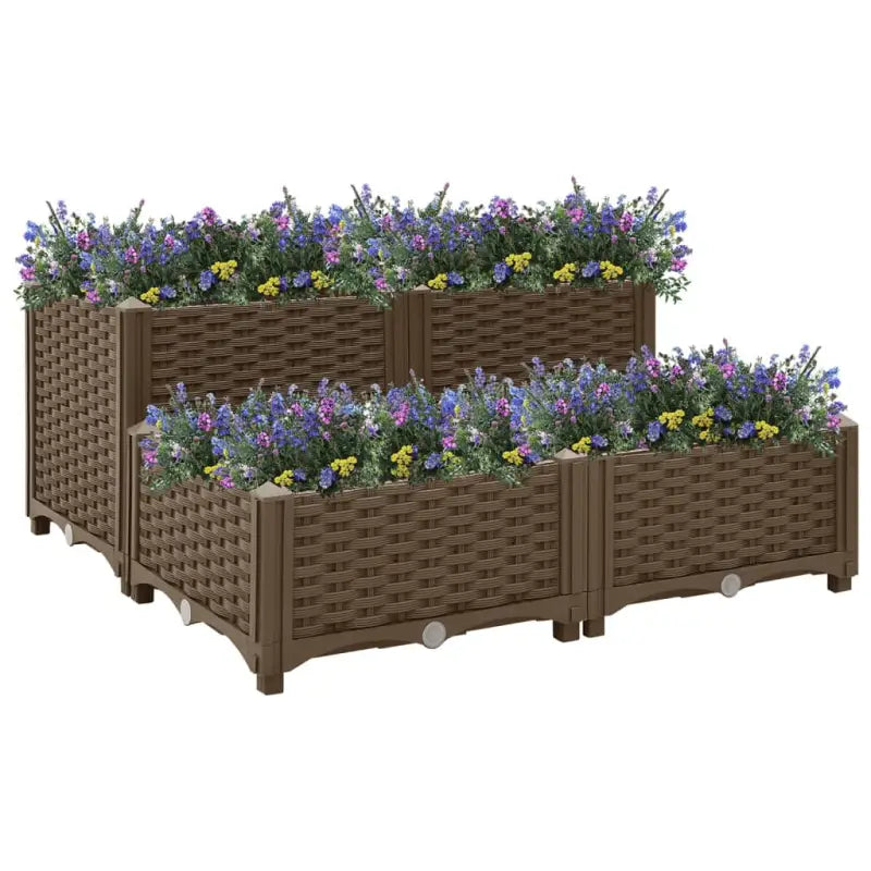 Verhoogde tuinbak voor bloemen en planten - Bruin / 80 x 80 x (23-38) cm / 1 - Bloempotten & plantenbakken