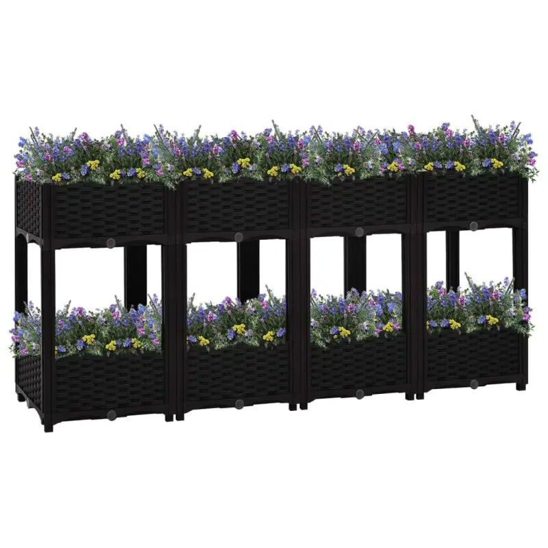 Verhoogde tuinbak voor bloemen en planten - Zwart / 160 x 40 x 71 cm / 1 - Bloempotten & plantenbakken
