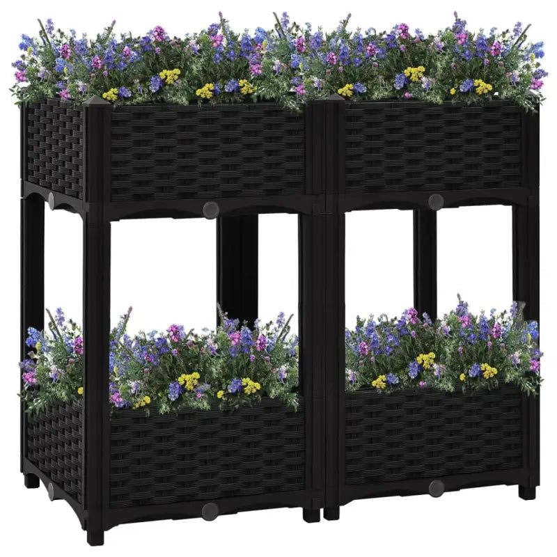 Verhoogde tuinbak voor bloemen en planten - Zwart / 80 x 40 x 71 cm / 1 - Bloempotten & plantenbakken