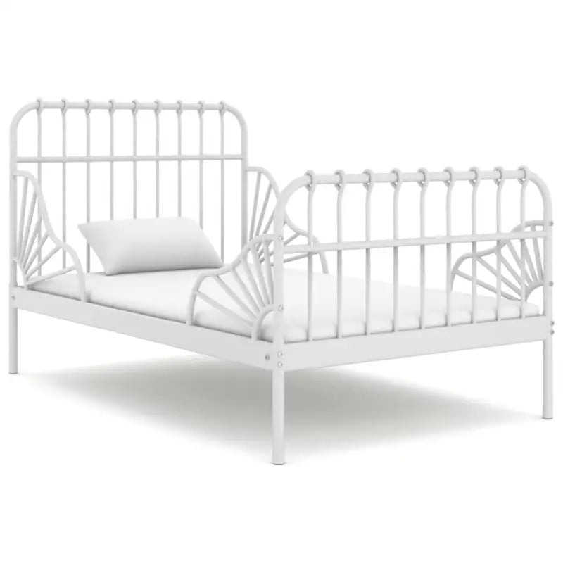 Verlengbaar ledikant van stevig gepoedercoat metaal voor heerlijke nachtrust - Wit - Bedden & bedframes