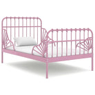 Verlengbaar ledikant van stevig gepoedercoat metaal voor heerlijke nachtrust - Roze - Bedden & bedframes