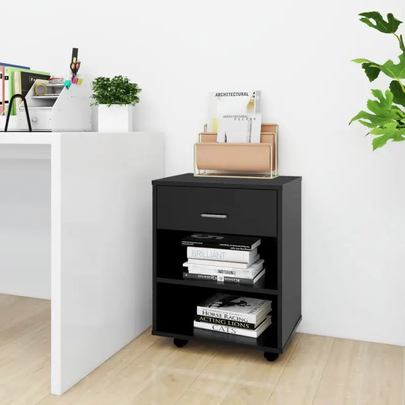 Verplaatsbare opbergkast van bewerkt hout met moderne uitstraling - Zwart / 1 - Opbergkasten & lockerkasten