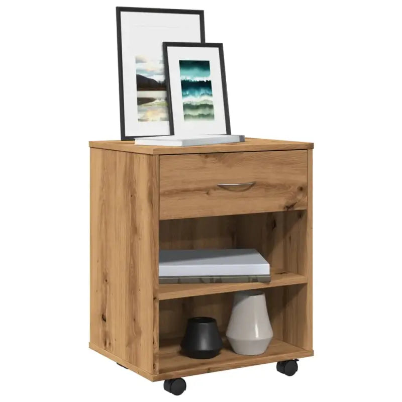 Verplaatsbare opbergkast van bewerkt hout met moderne uitstraling - artisanaal eikenkleurig / 1 - Opbergkasten &