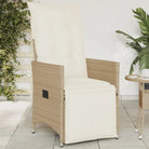 Verstelbare tuinstoel met poly rattan voor een comfortabele zitervaring - beige en crèmekleurig / 1 / Met voetensteun
