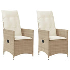 Verstelbare tuinstoel met poly rattan voor een comfortabele zitervaring - beige en crèmekleurig / 2 / Zonder