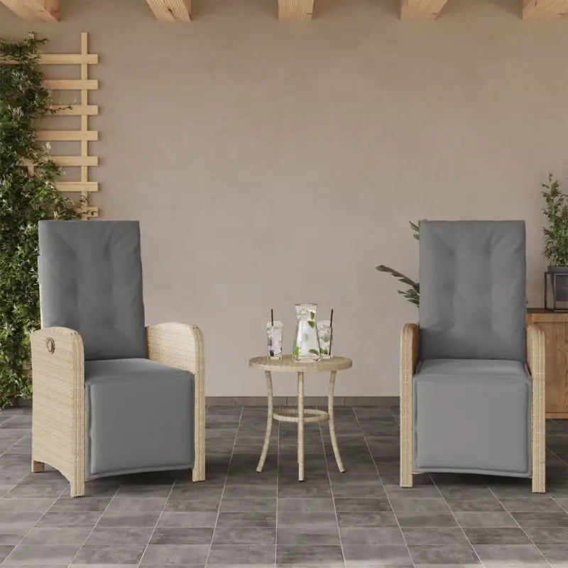 Verstelbare tuinstoel van poly rattan met wasbare hoes - Gemengd beige / 2 - Tuinstoelen