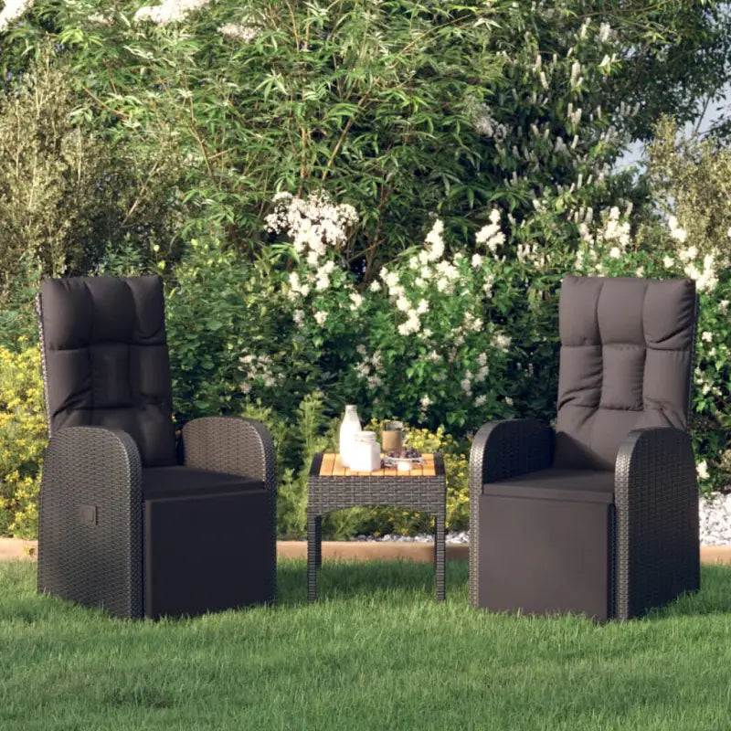 Verstelbare tuinstoelen van poly rattan in zwart materiaal - Zwart / 2 - Tuinstoelen