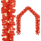 VidaXL kerstslinger met LED-verlichting voor betoverende kerstdecoratie - Rood / 10 m / 1 - Kerstverlichting
