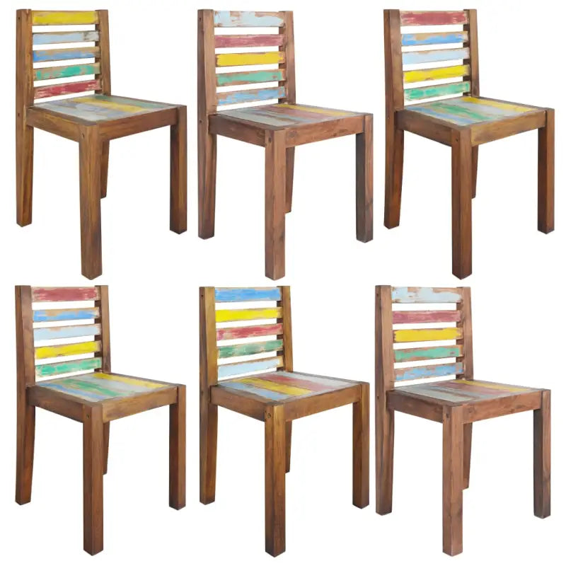 Vintage eetkamerstoelen van massief gerecycled hout voor antieke charme - 6 - Eetkamerstoelen
