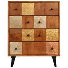 Vintage houten ladekast van massief acaciahout met metalen details - 60 x 30 x 75 cm / 1 - Commodes & ladekasten