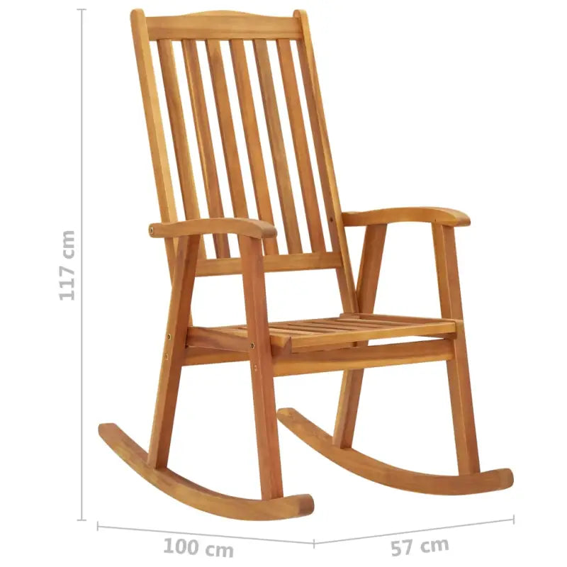 Vintage houten schommelstoel van massief acaciahout met elastische band - Tuinstoelen
