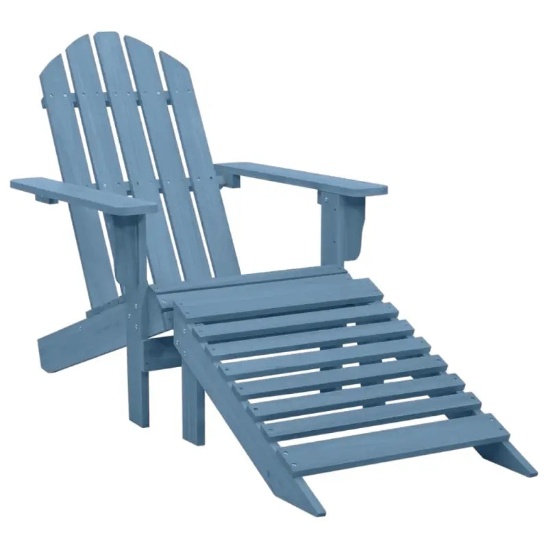 Vintage Houten Tuinstoelen met Voetenbank for Buitenruimte - Blauw / 1 - Tuinstoelen