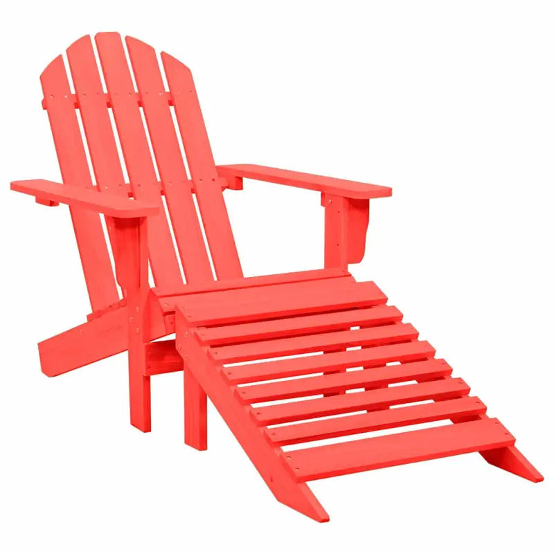 Vintage Houten Tuinstoelen met Voetenbank for Buitenruimte - Rood / 1 - Tuinstoelen