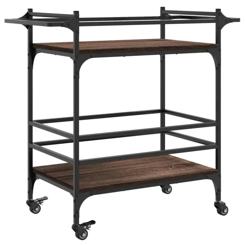 Vintage keukentrolley van bewerkt hout met veel opbergruimte - Keukentrolleys