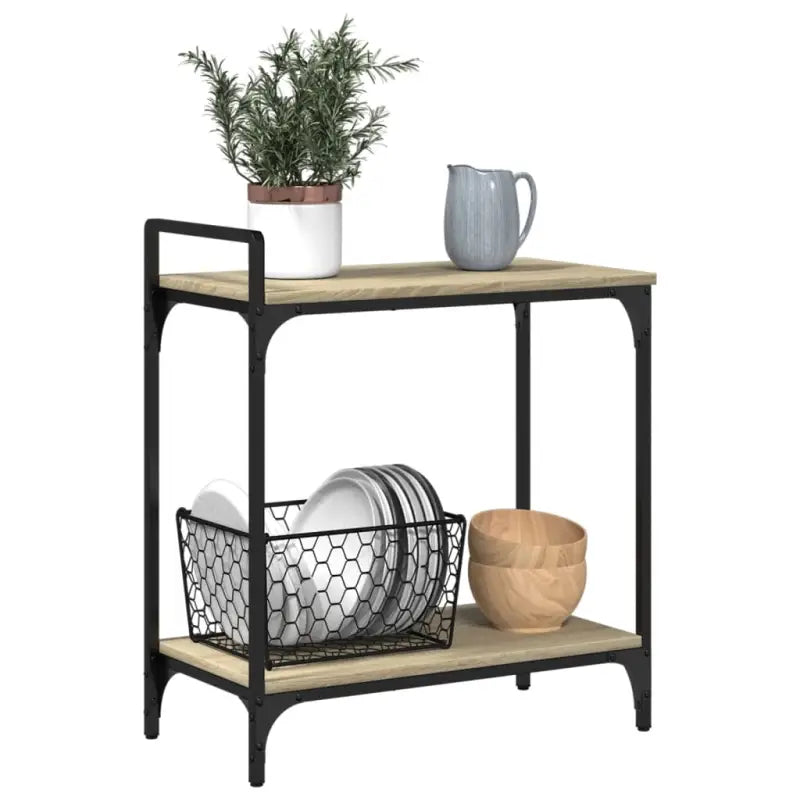 Vintage keukentrolley van bewerkt hout met veel opbergruimte - Keukentrolleys