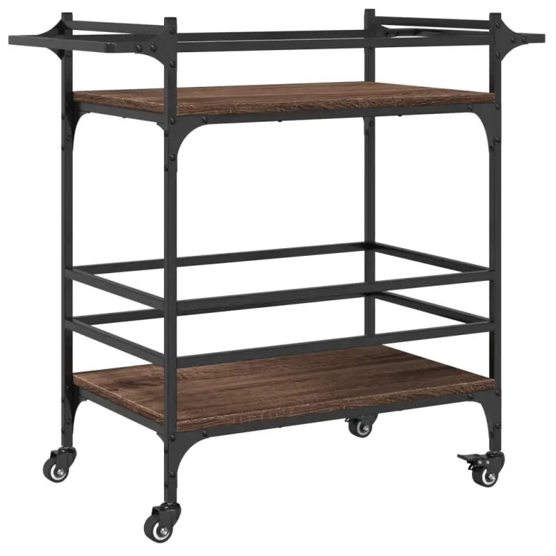 Vintage keukentrolley van bewerkt hout met veel opbergruimte - Keukentrolleys