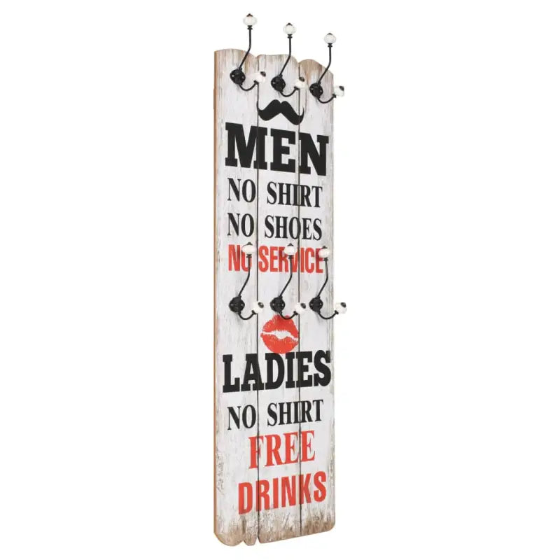 Vintage stijl kapstok met metalen haken en levering bevat - Men Ladies / 1 - Kapstokken