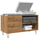 Vinyl Platenkast met stevige blad en ijzeren poten van bewerkt hout - artisanaal eikenkleurig / 1 - Cd- & dvd-kasten