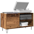 Vinyl Platenkast met stevige blad en ijzeren poten van bewerkt hout - Oud hout / 1 - Cd- & dvd-kasten
