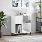 Vinylplaatkast met stevige blad en ijzeren poten van bewerkt hout - Hoogglans wit / 1 - Cd- & dvd-kasten