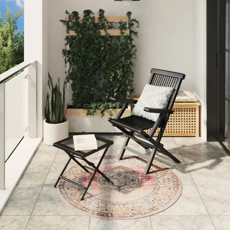Vloerkleed in vintage stijl eenvoudig schoon en zonder schadelijke stoffen - Roze / Ø 120 cm - Vloerkleden