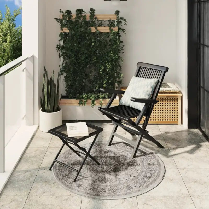 Vloerkleed in vintage stijl eenvoudig schoon en zonder schadelijke stoffen - Grijs / Ø 120 cm - Vloerkleden