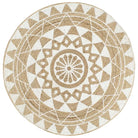 Vloerkleed met driehoek print van gevlochten jute voor een natuurlijke look - 90 cm / Wit bloempatroon - Vloerkleden