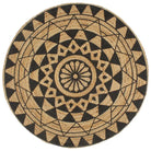Vloerkleed met driehoek print van gevlochten jute voor een natuurlijke look - 150 cm / Zwart bloempatroon - Vloerkleden