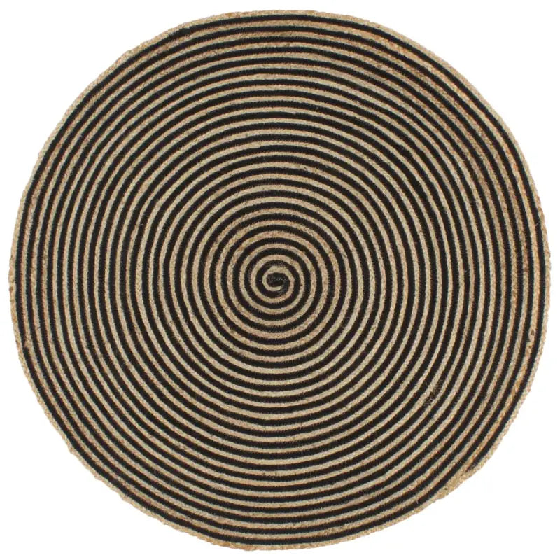 Vloerkleed met spiraal ontwerp van gevlochten jute voor een natuurlijke uitstraling - Zwart / 90 cm - Vloerkleden
