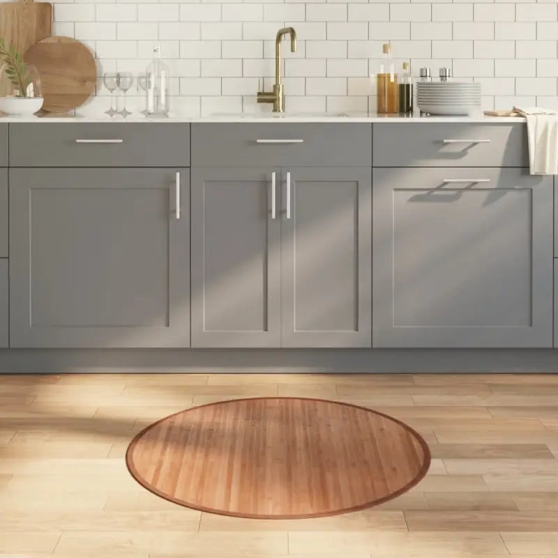 Vloerkleed van Bamboe met neutrale kleuren en gemakkelijk schoon te maken - Naturel / 80 cm - Vloerkleden