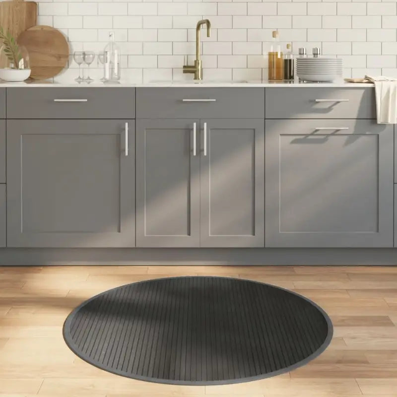 Vloerkleed van Bamboe met neutrale kleuren en gemakkelijk schoon te maken - Grijs / 100 cm - Vloerkleden