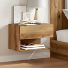 Wand Nachtkastje van bewerkt hout voor ruimtebesparend slapen - artisian oak / 2 - Nachtkastjes