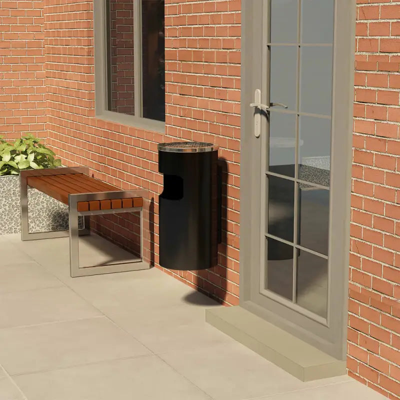 Wandasbak prullenbak van gepoedercoat staal voor diverse locaties - Asbakken