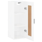 Wandgemonteerde dressoir bewerkt hout hoogglans wit elegante uitstraling - Dressoirs & buffetkasten