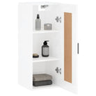 Wandgemonteerde dressoir bewerkt hout hoogglans wit elegante uitstraling - Dressoirs & buffetkasten