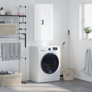 Wandgemonteerde dressoir bewerkt hout hoogglans wit elegante uitstraling - Dressoirs & buffetkasten