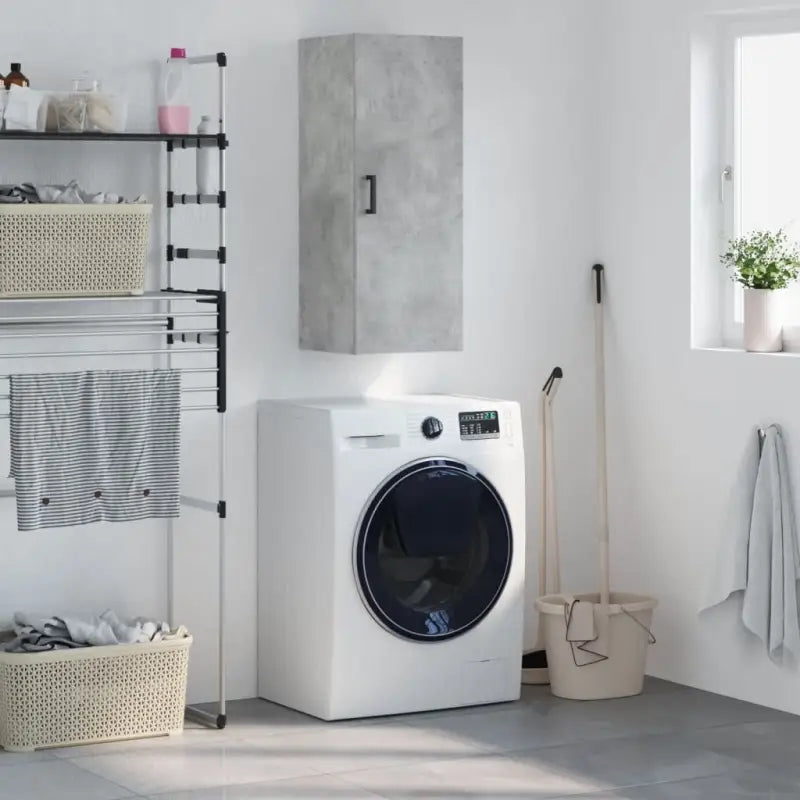 Wandgemonteerde dressoir in hoogglans wit van bewerkt hout - Betongrijs / 1 - Dressoirs & buffetkasten