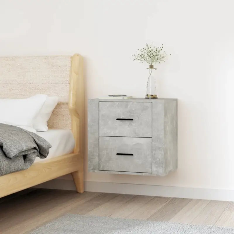 Wandgemonteerde nachtkastje met hoogglans wit en stabiel blad - Betongrijs / 1 - Opbergkasten & lockerkasten