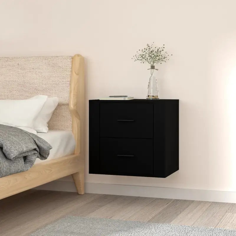 Wandgemonteerde nachtkastje met hoogglans wit en stabiel blad - Zwart / 1 - Opbergkasten & lockerkasten